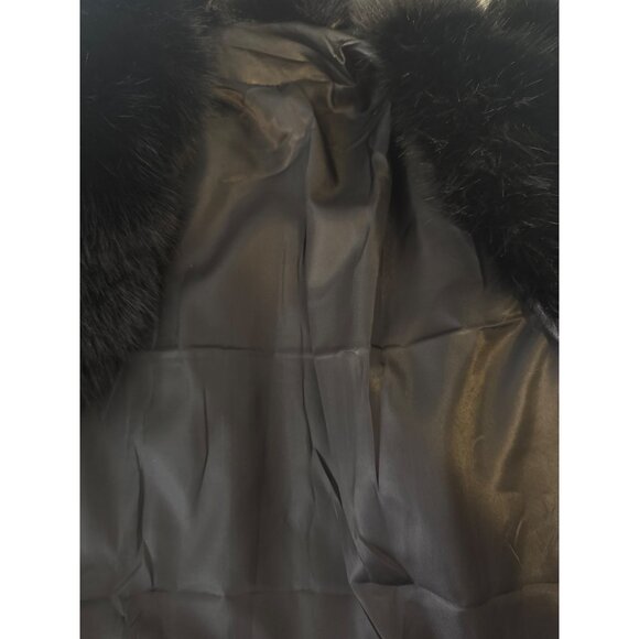 Black Faux Fur Tailored Jacket M Size 6 Lightweight Soft Short Elegant Coat New - Picture 13 of 14